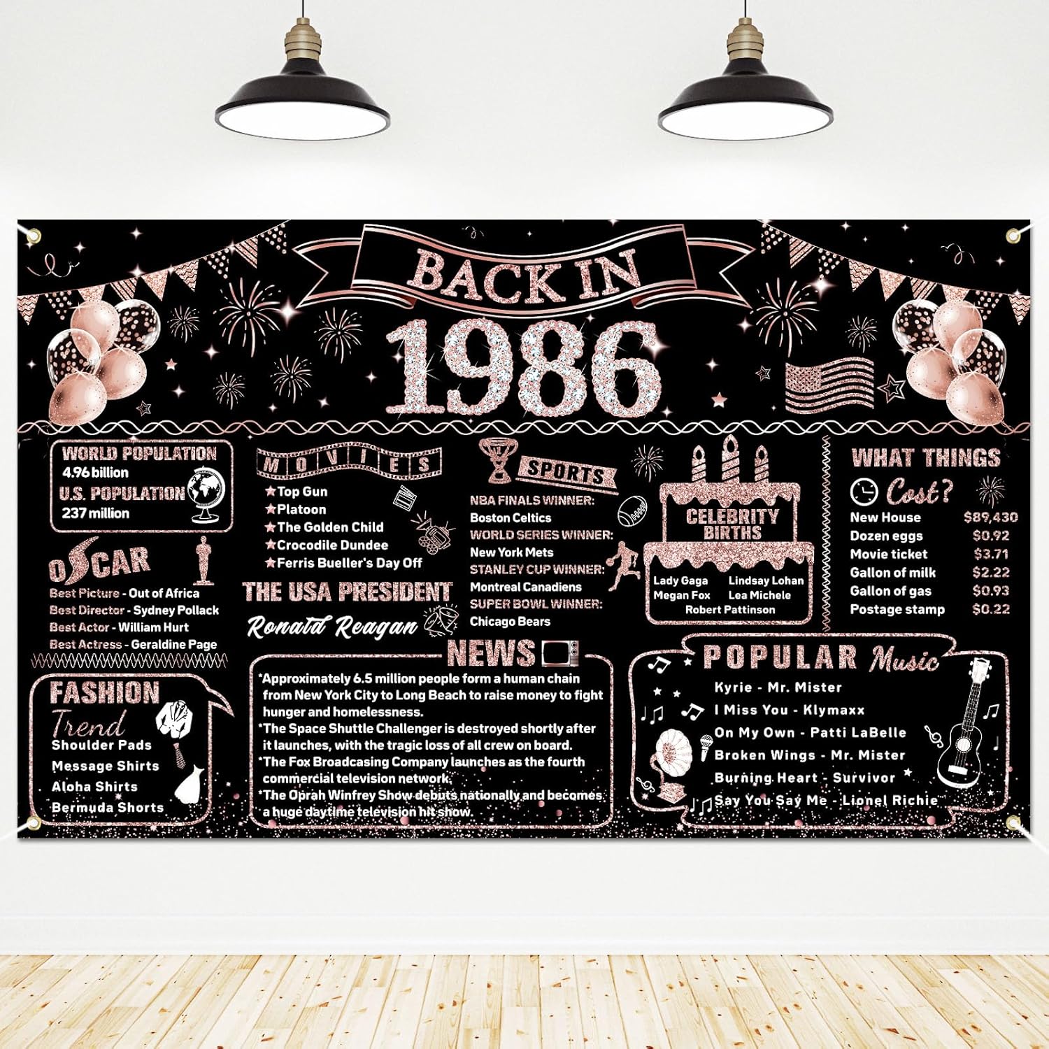 Party Banner Gold - 여성을 위한 40번째 생일 장식, 1986년