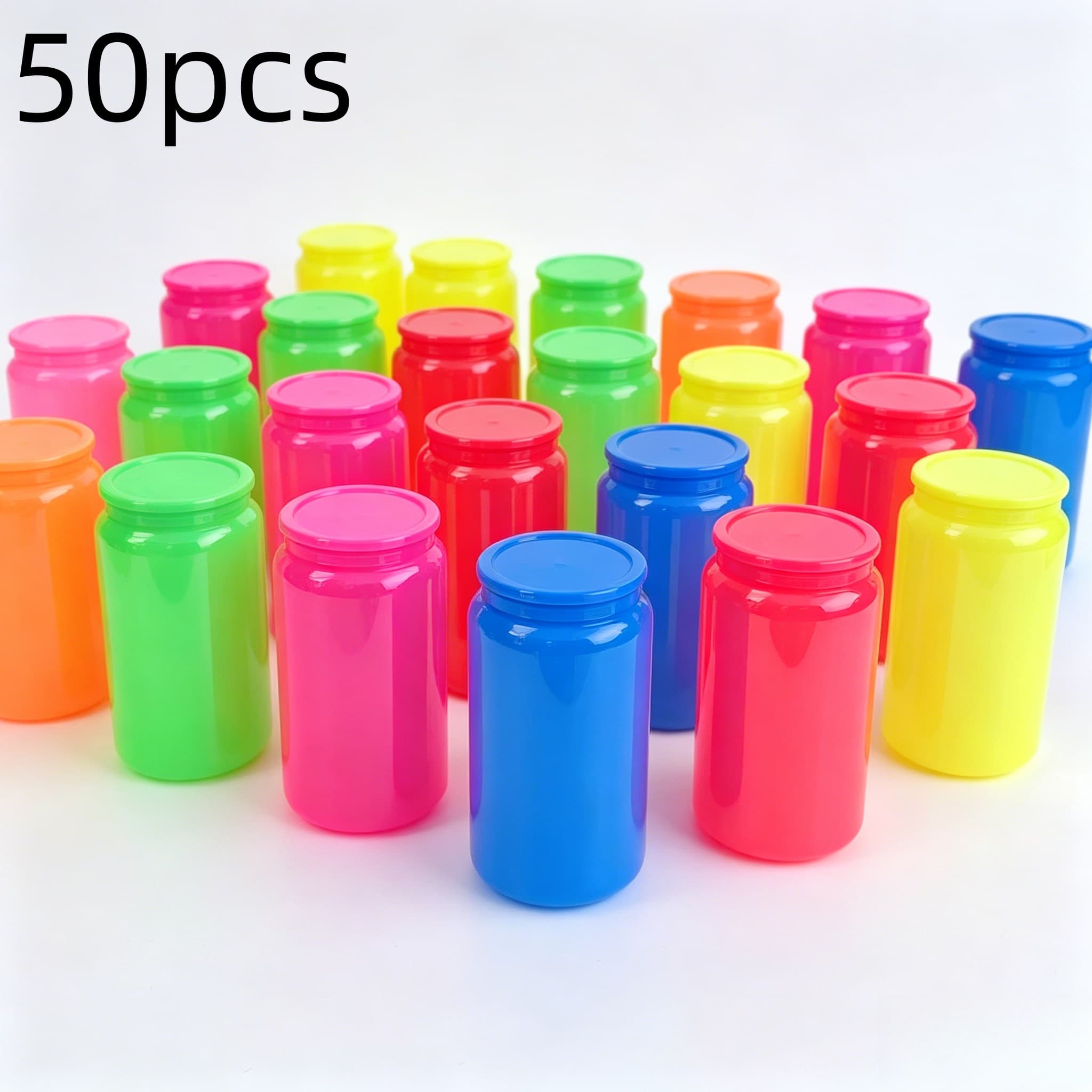 50개입 미국 창고 16온스 네온 형광 플라스틱 병 컵 - Plastic Cup 50Pcs 리뷰 및 가격