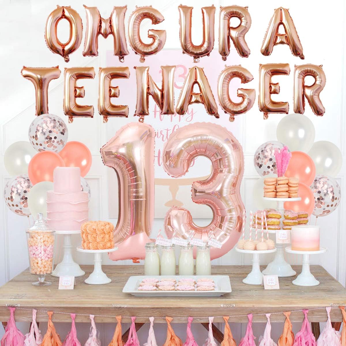 로즈 골드 Omg Ur A 십대 풍선 배너 새시 반짝이 - Party Banner Gold 리뷰 및 가격