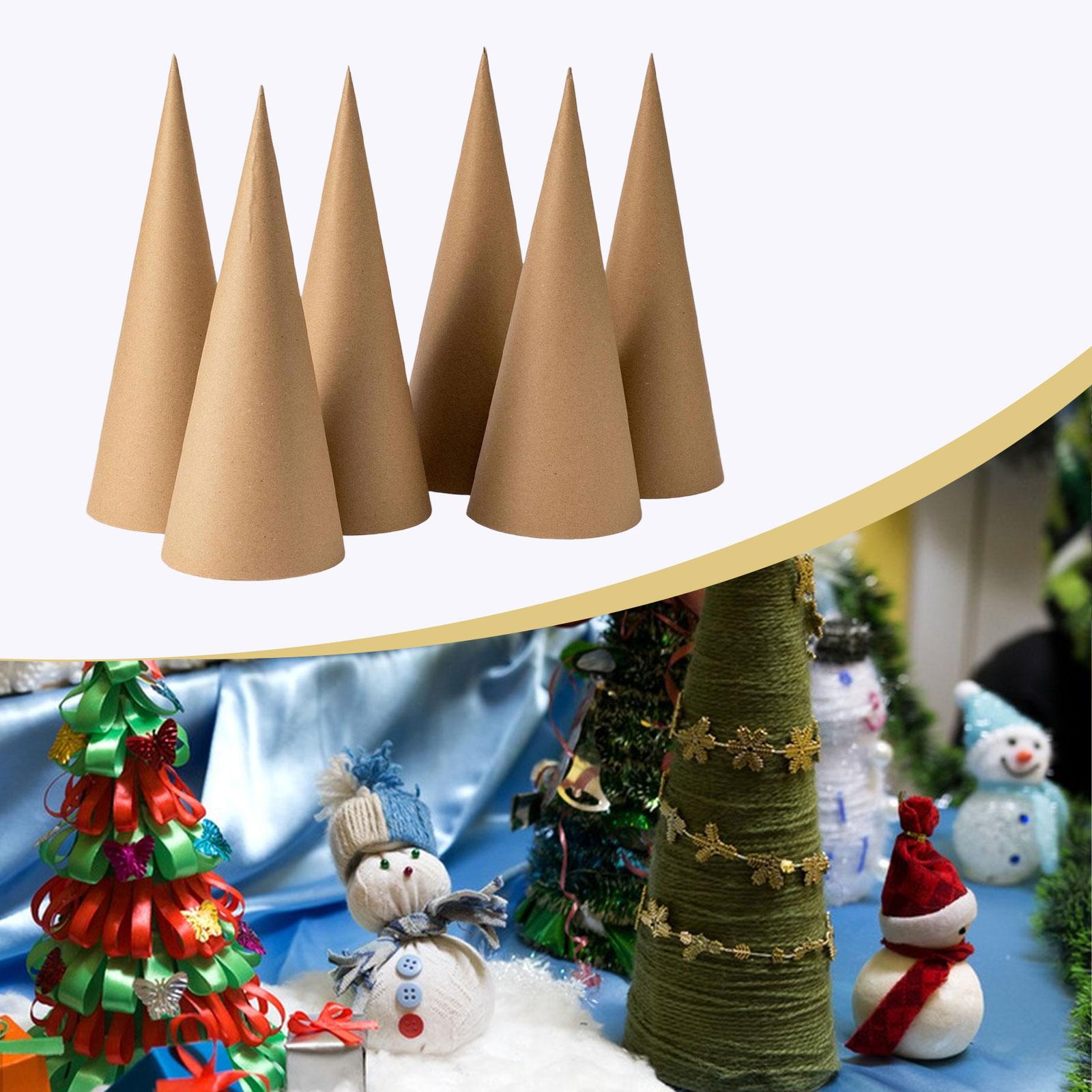 6개입 크래프트 종이 마셰 콘, 크리스마스 트리 장식용 - Party Hat Cone 리뷰 및 가격